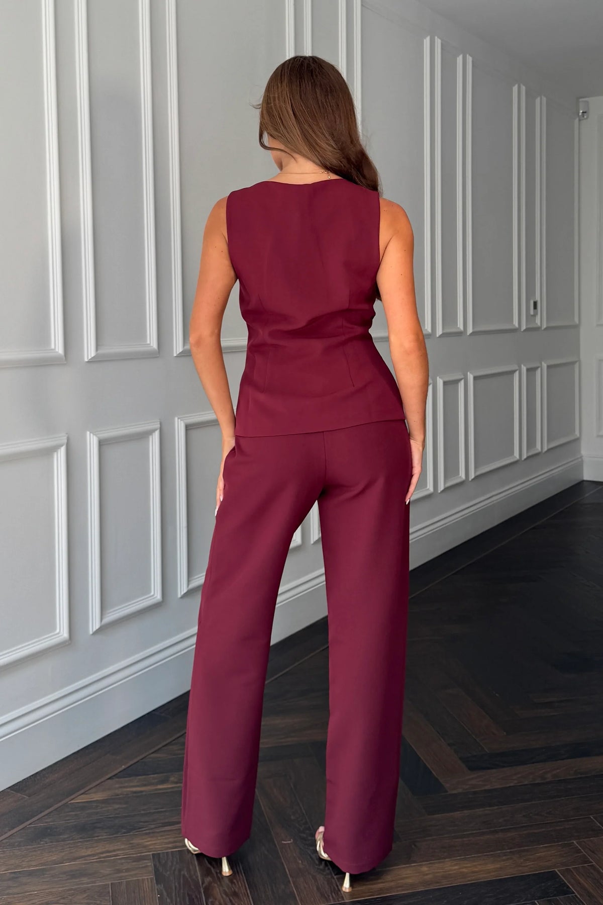 Jamie Square Neckline Waistcoat Berry