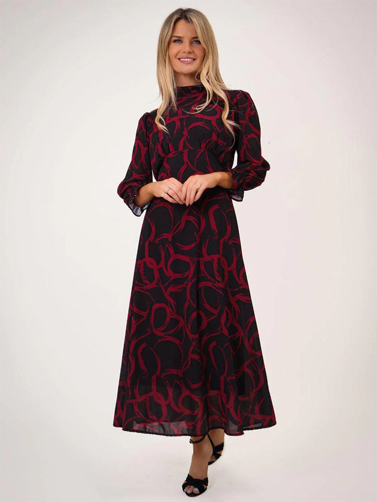Kate &amp; Pippa Simona Midi Dress In Black / Red