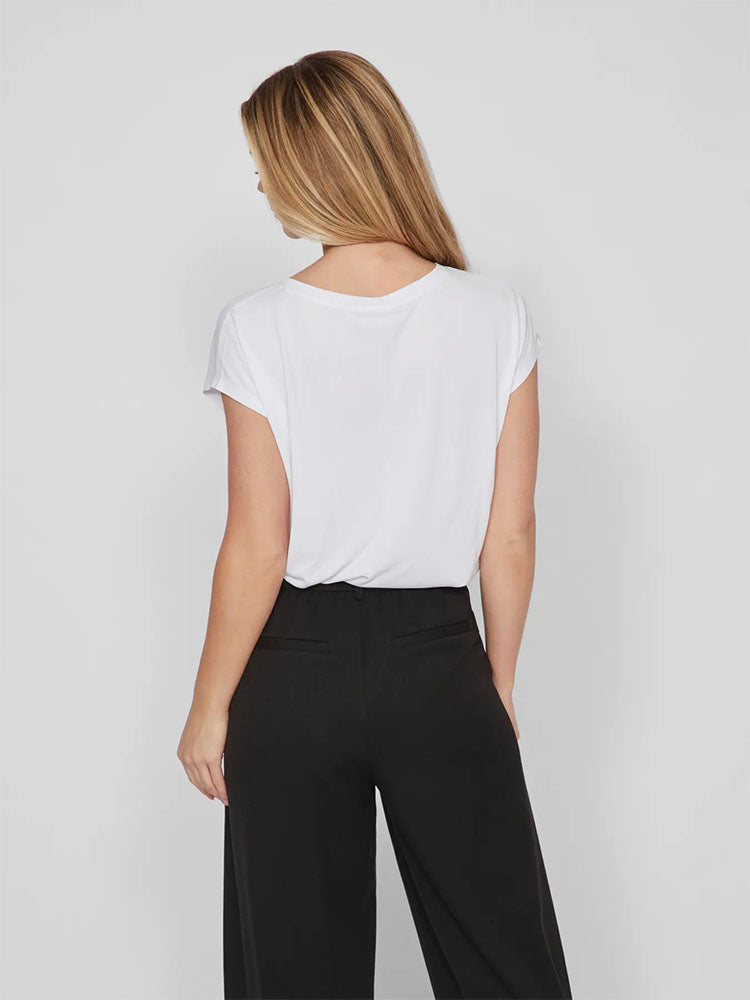 Vimodala V Neck White T-Shirt