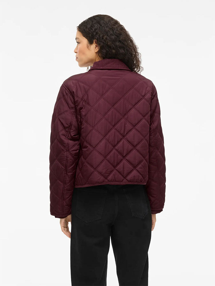 Viqula Corduroy Quilted Short Jacket-Burgundy