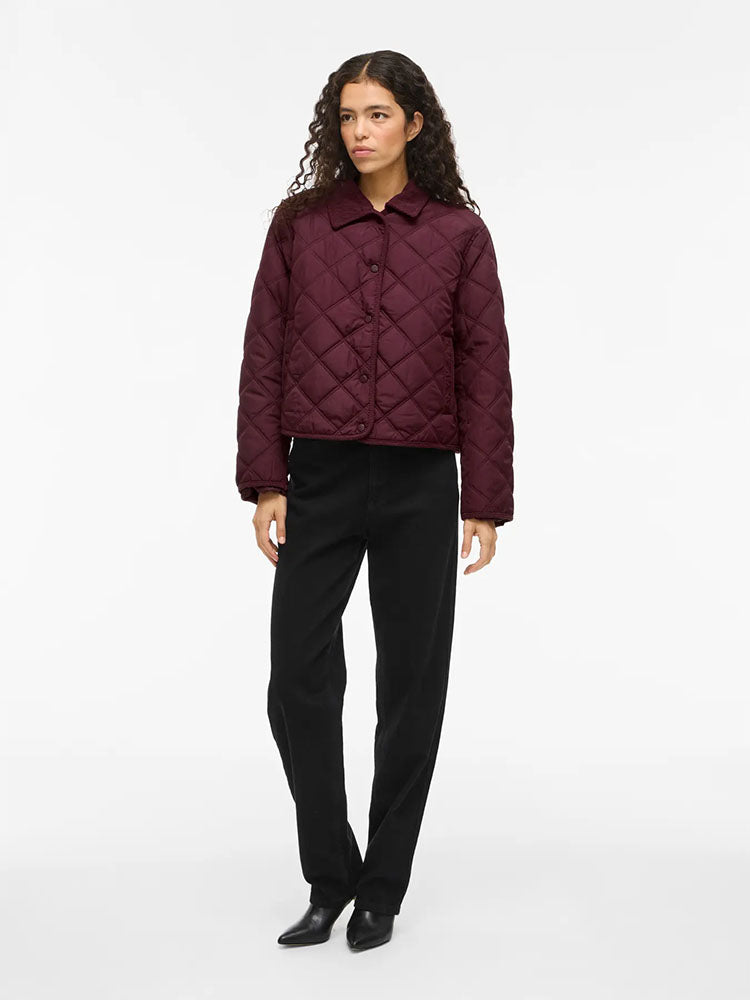 Viqula Corduroy Quilted Short Jacket-Burgundy