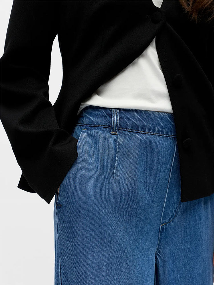 Objframe Lisa Wide Mid Waist -Medium Blue Denim