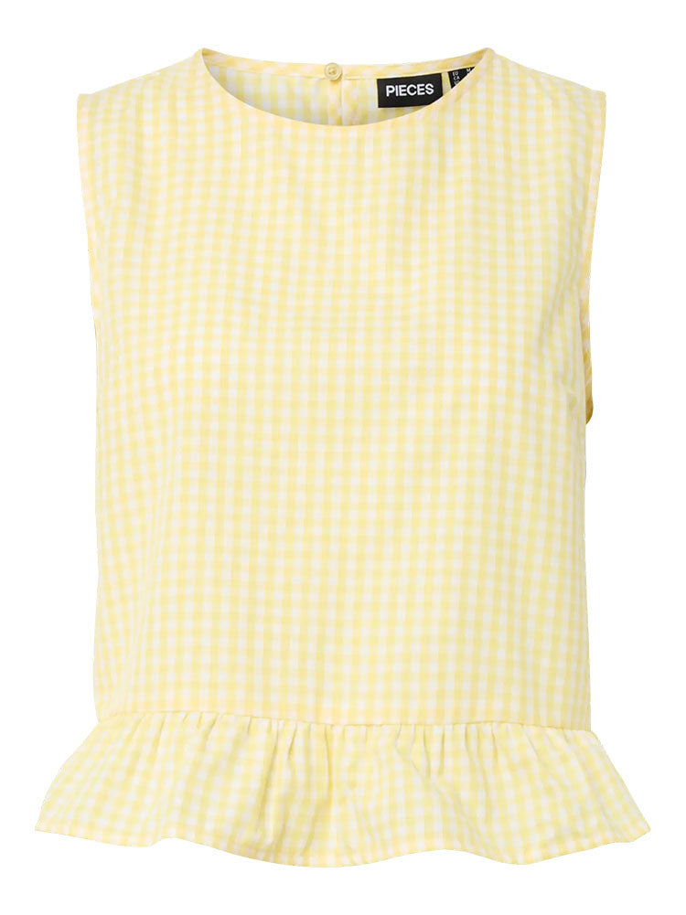 Pcbibby Sleeveless Top-Yellow Check