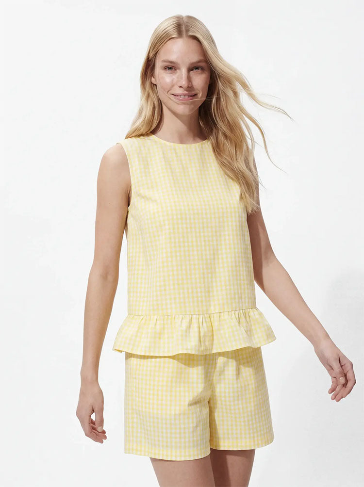 Pcbibby Sleeveless Top-Yellow Check