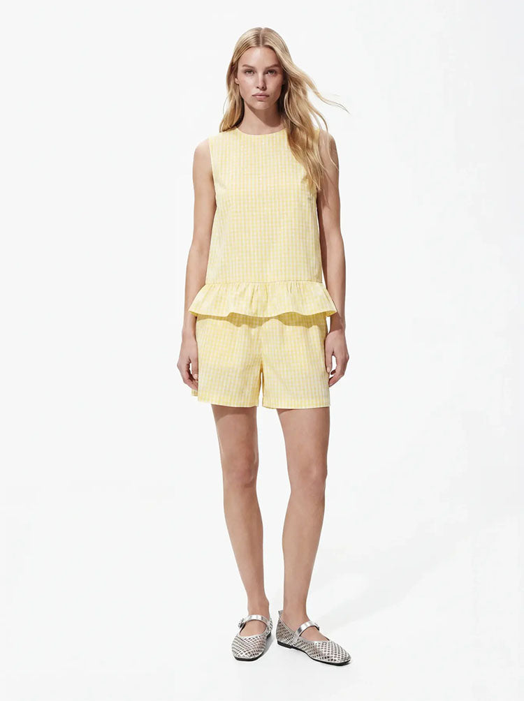 Pcbibby Sleeveless Top-Yellow Check
