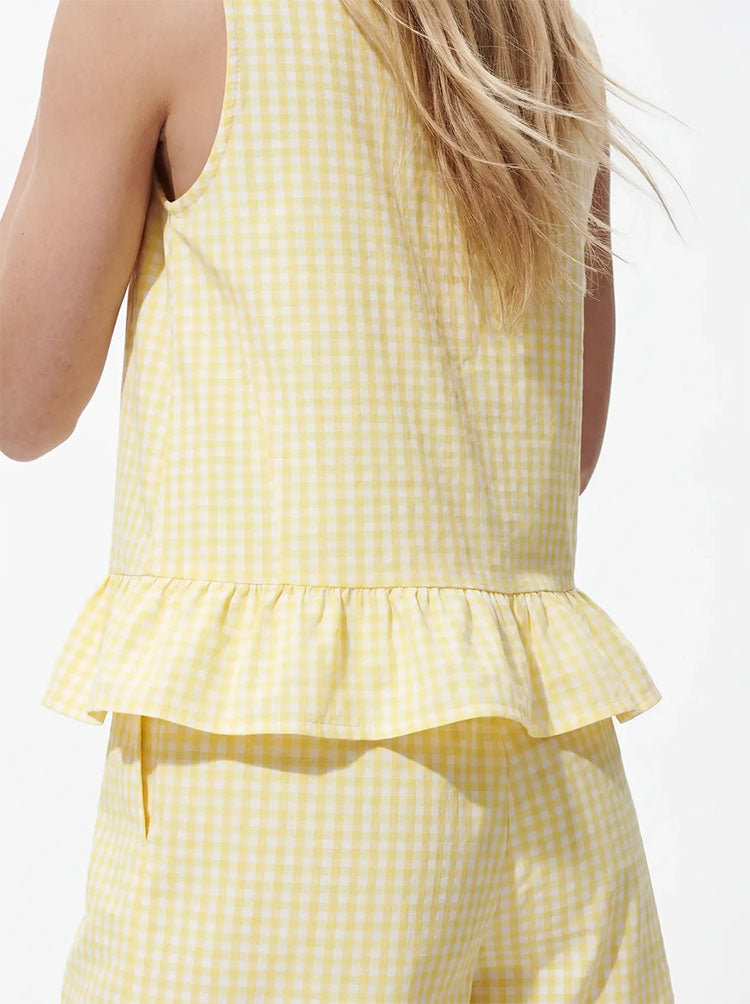 Pcbibby Sleeveless Top-Yellow Check