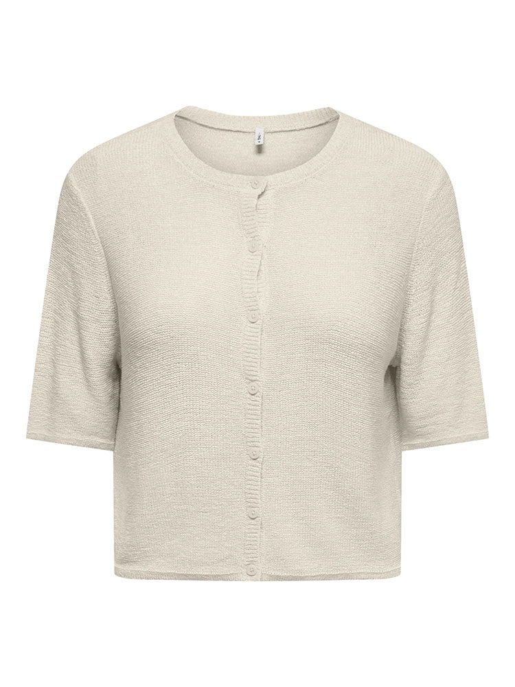 Onlsunny Short Sleeve Knit Cardigan-Beige