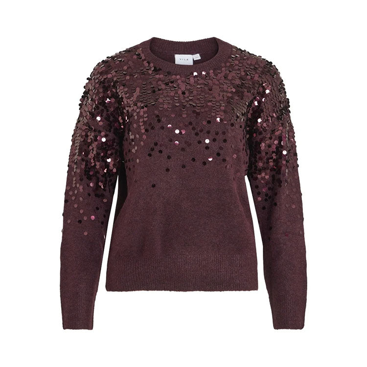Visiquin Knit Glitter Top in Burgundy