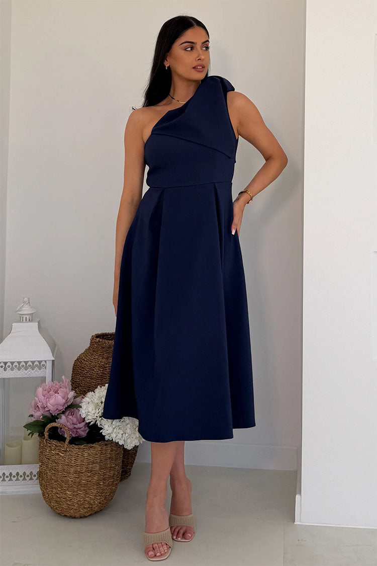 Pre-Order Keeley Bow Shoulder Maxi Dress Navy Pre_Order