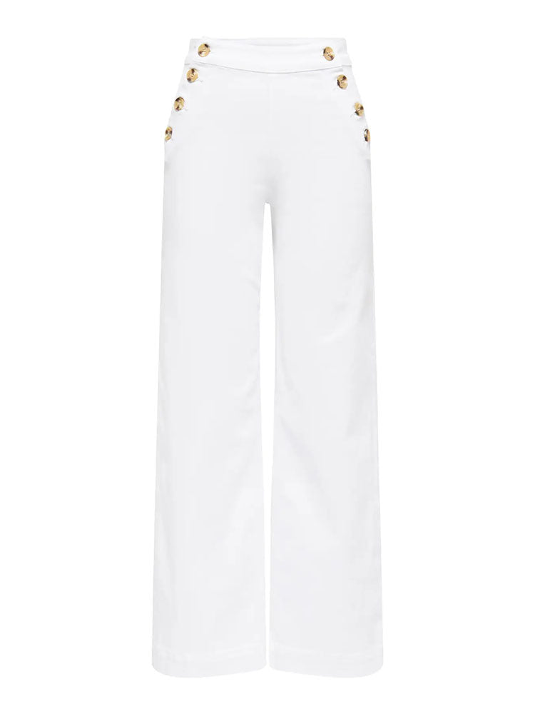 Onlmadison High Waist Button Wide Leg Denim Jeans-White