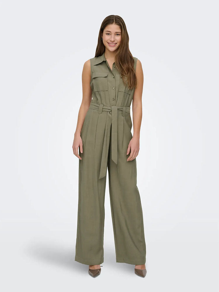 Onltila Life Belted Jumpsuit-Khaki