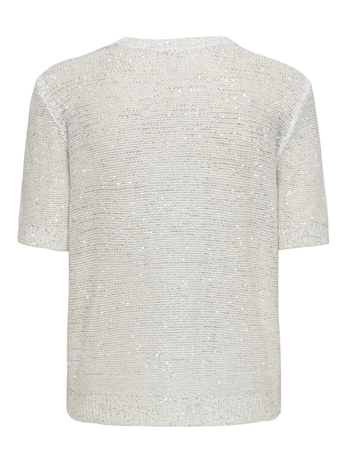 onlabby sequin knit short sleev top- white