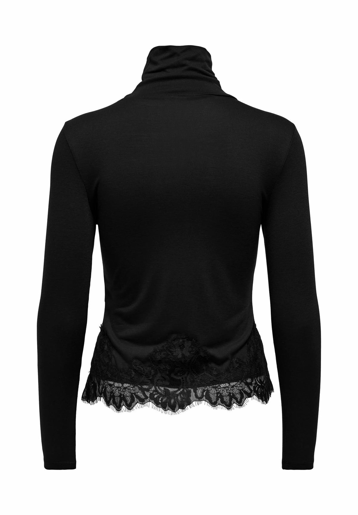Jdysara polo neck top lace deatil- Black