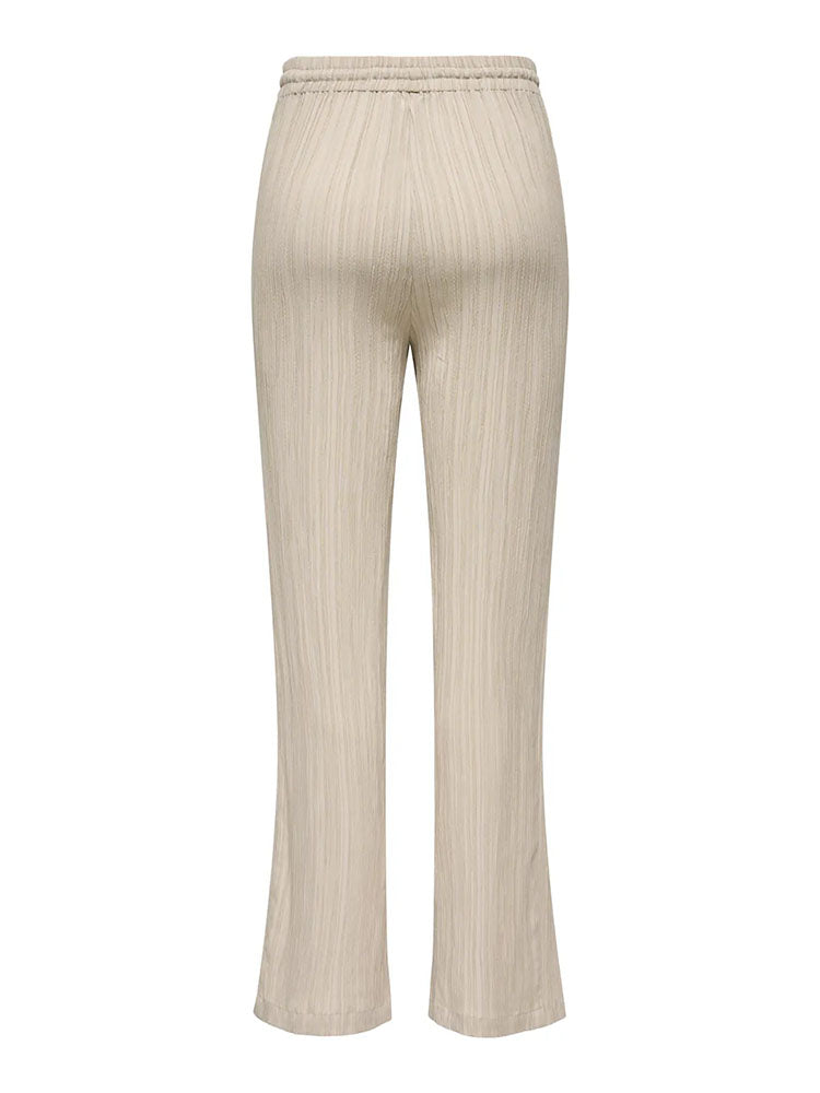 Onlmunich Mid Waist Wide Crinkle Trousers-Beige