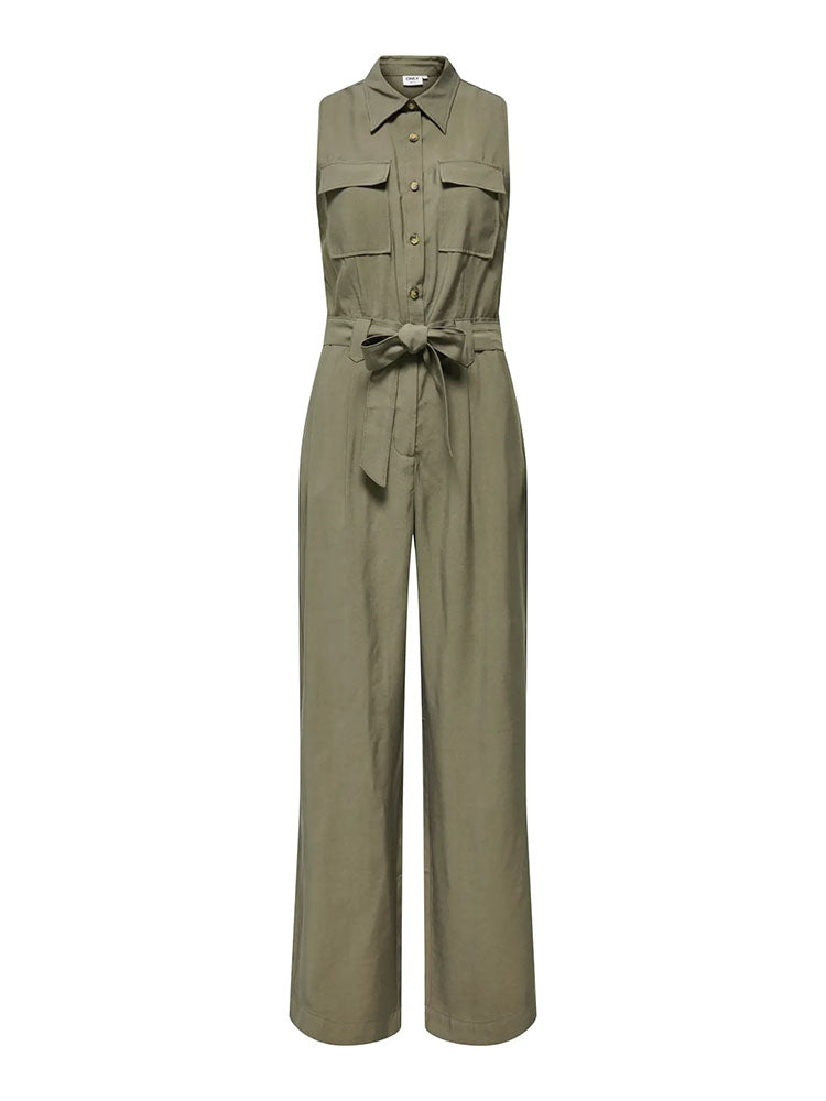 Onltila Life Belted Jumpsuit-Khaki