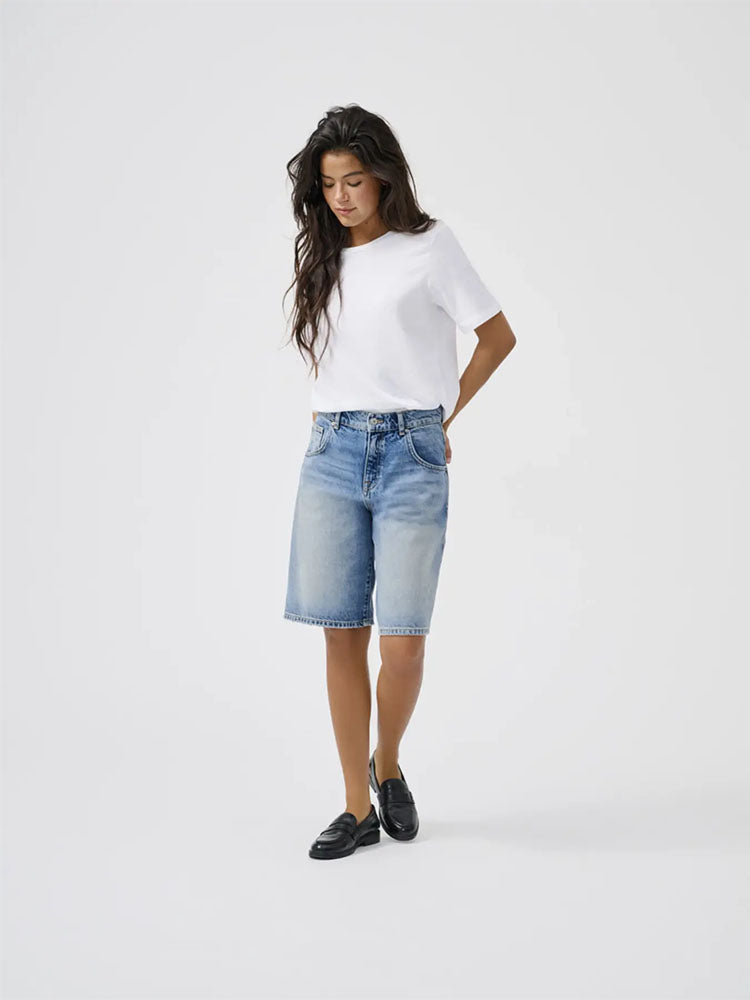 Onlmate Regular Waist Baggy Long Shorts-Medium Blue Denim