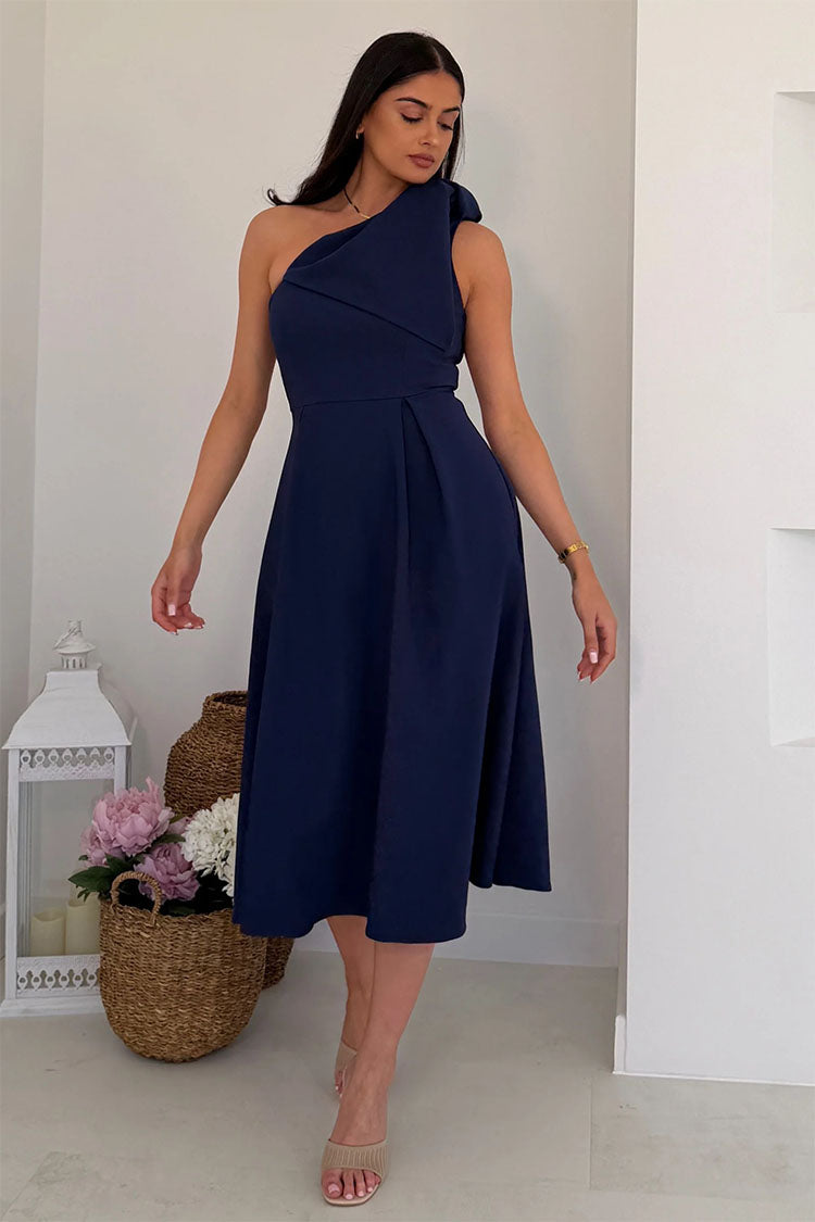 Pre-Order Keeley Bow Shoulder Maxi Dress Navy Pre_Order