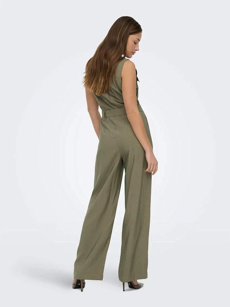 Onltila Life Belted Jumpsuit-Khaki