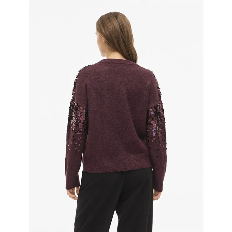 Visiquin Knit Glitter Top in Burgundy