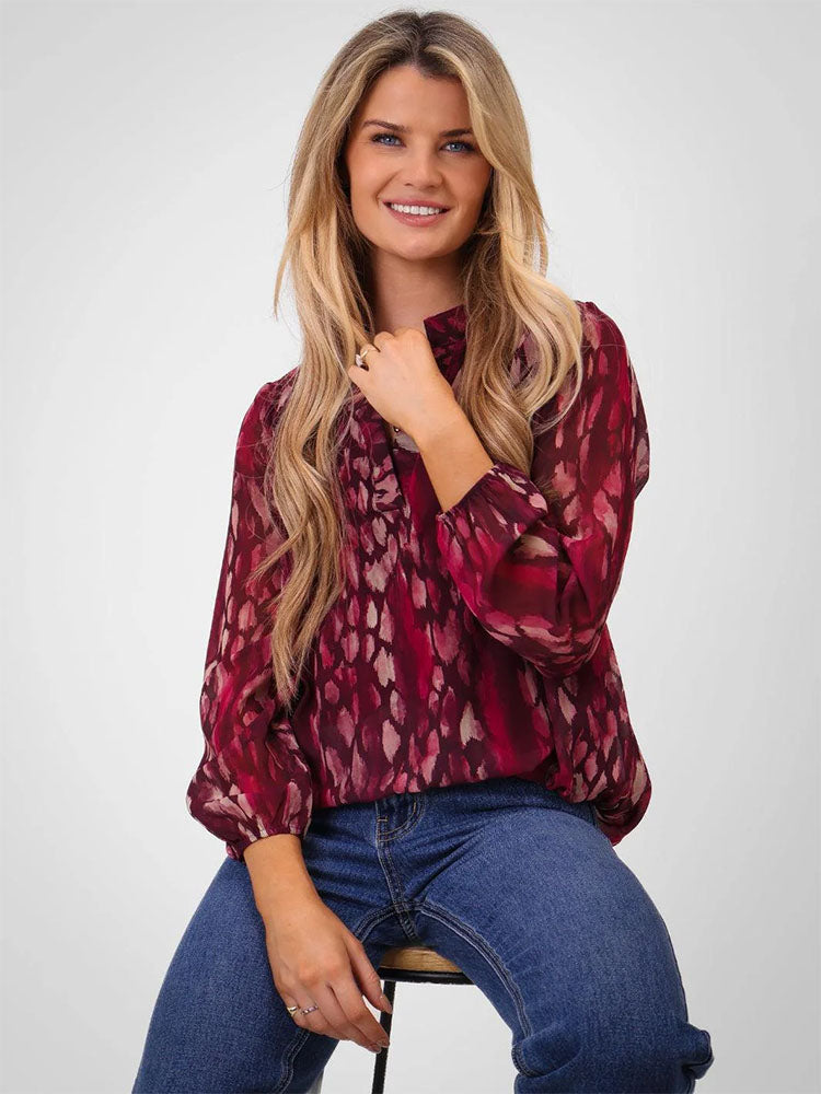 Kate & Pippa Bella Band Top In Magenta Abstract Print