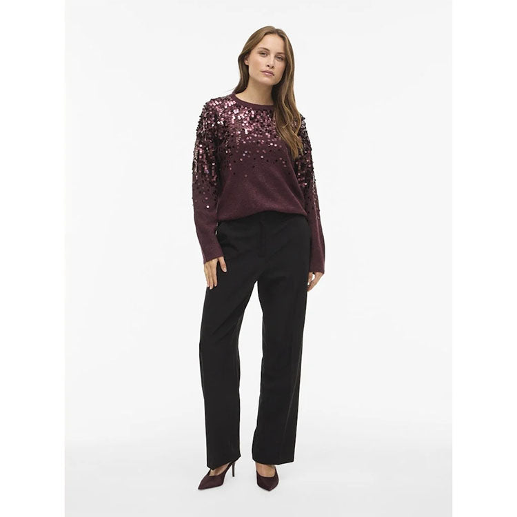 Visiquin Knit Glitter Top in Burgundy