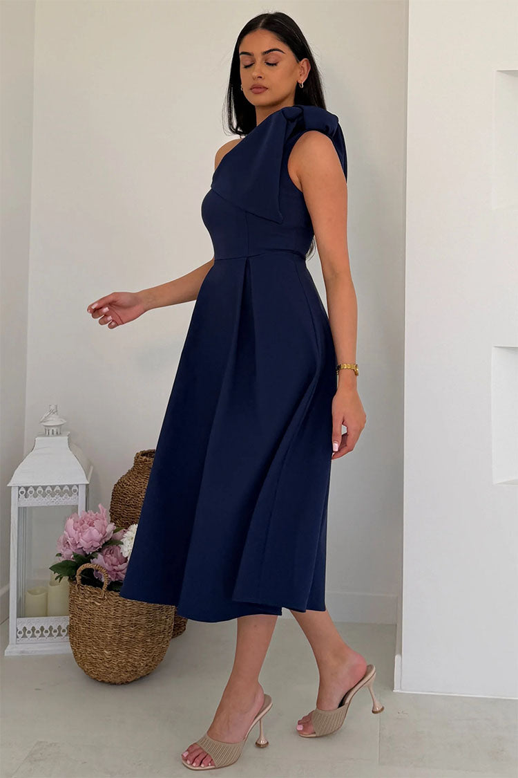 Pre-Order Keeley Bow Shoulder Maxi Dress Navy Pre_Order