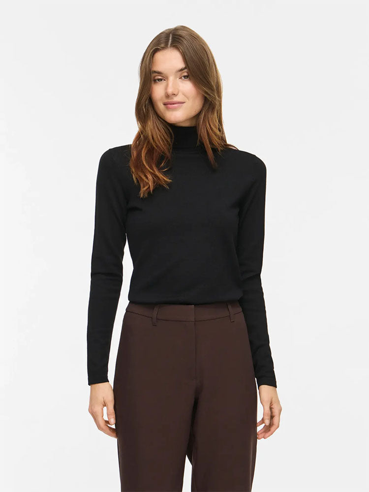 Vimalu Rollneck Knit Top-Black