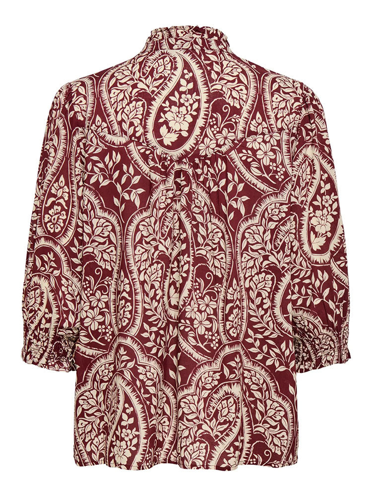 Onlraya Shirt-Burgundy/Cream Paisley Pattern