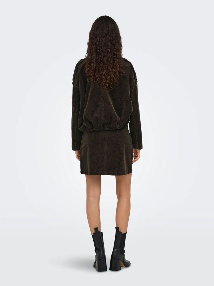 Onlmoon Cord Bomber Jacket-Chocolate