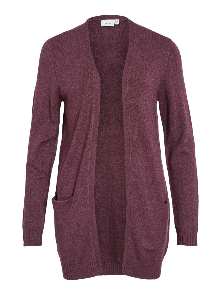 Viril Long Open Knit Cardigan-Fig