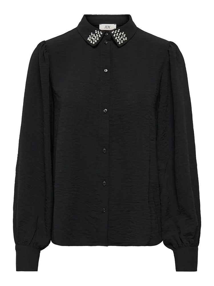 Jdyrachel Beaded Collar Shirt-Black