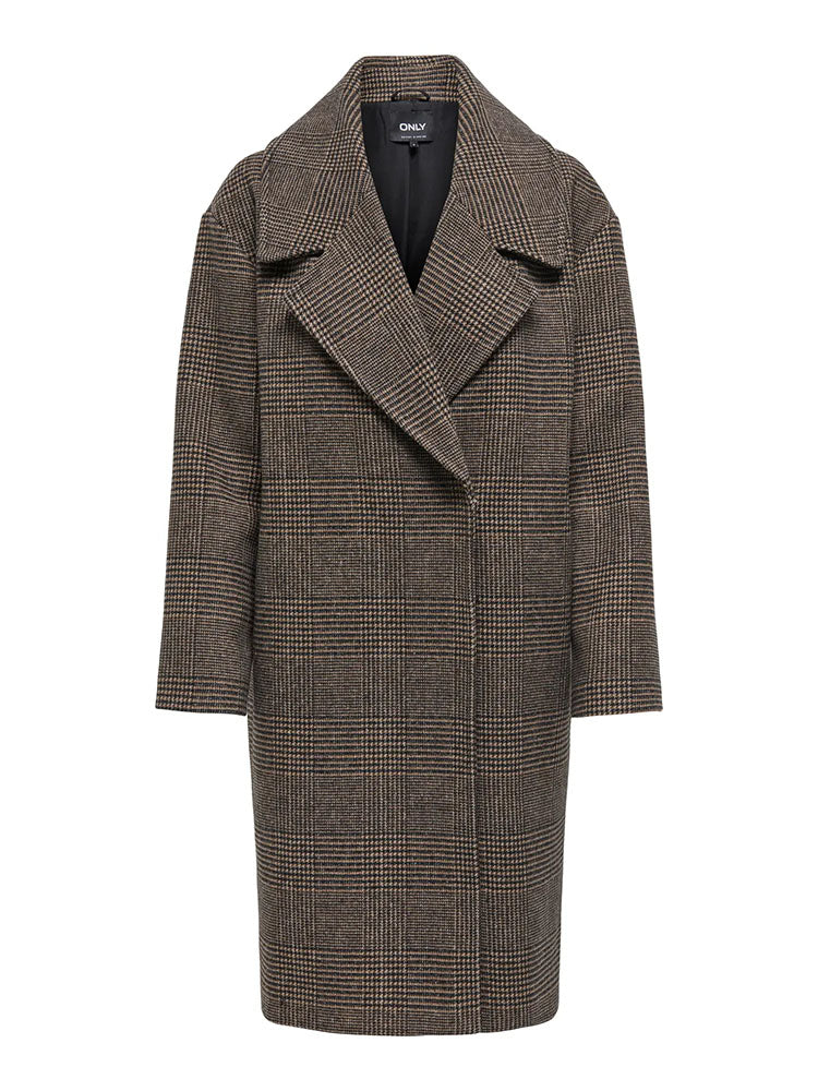 Onlmadison Life Check Coat-Seal Brown