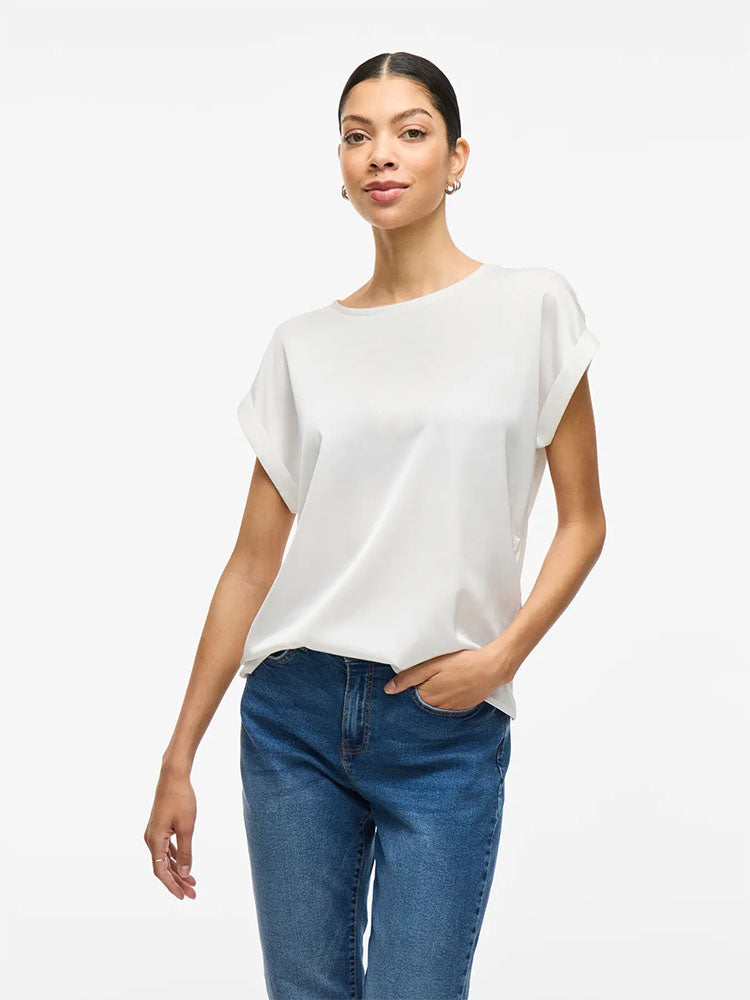 Viellette Satin Top-Snow White