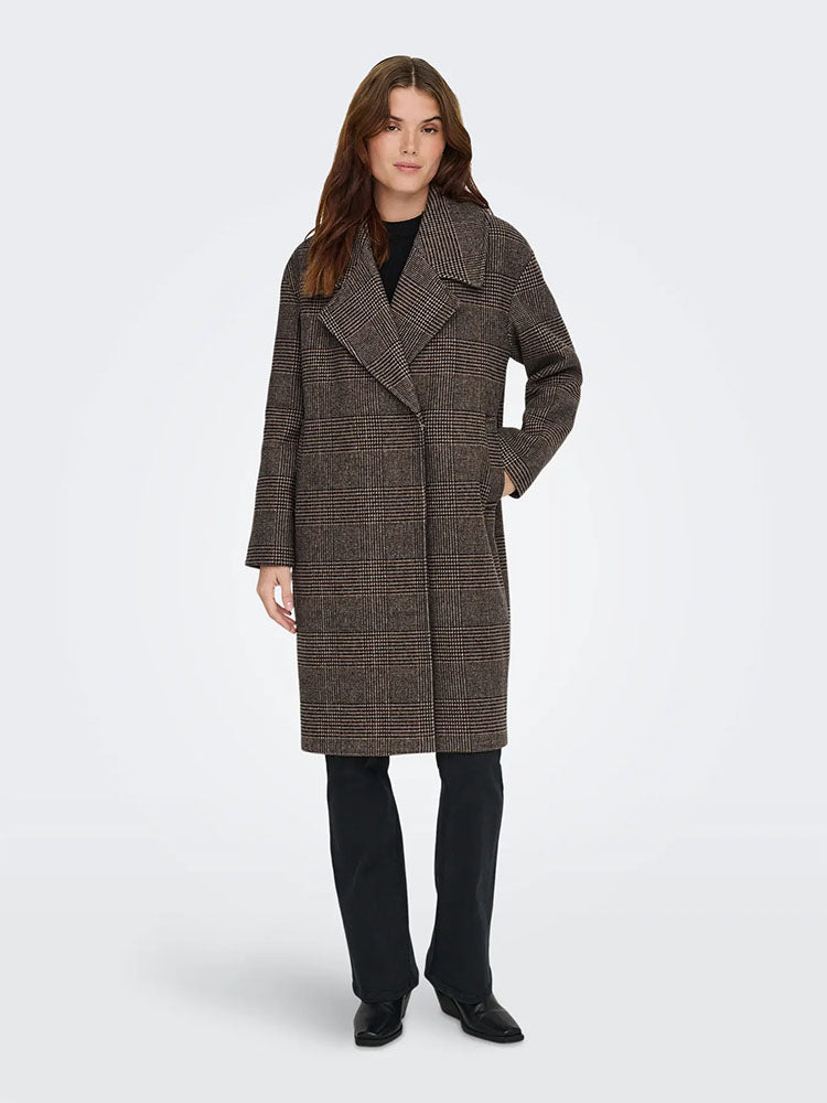 Onlmadison Life Check Coat-Seal Brown