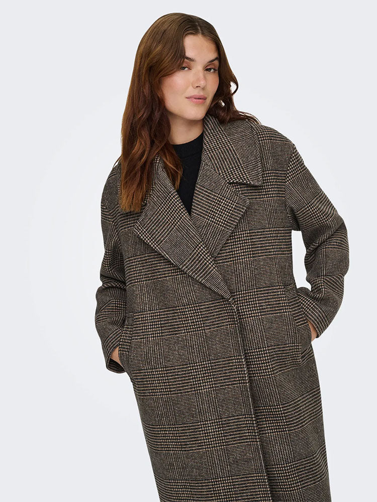 Onlmadison Life Check Coat-Seal Brown
