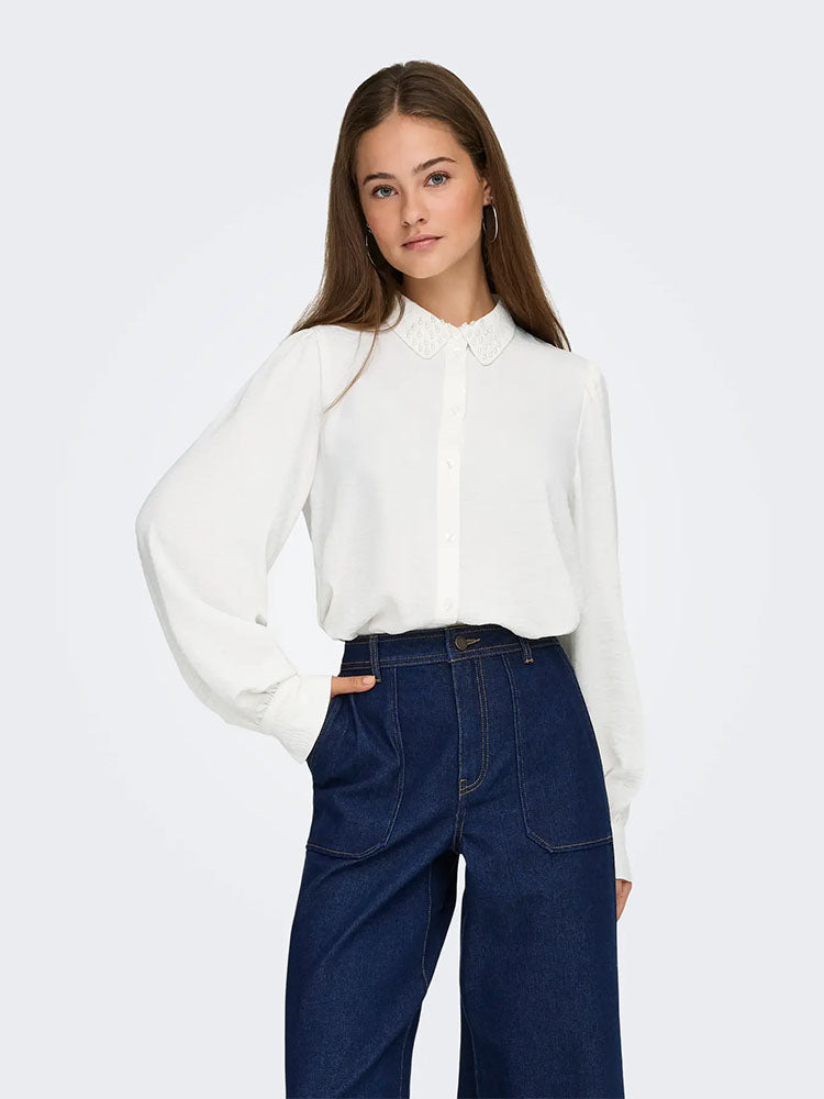 Jdyrachel Beaded Collar Shirt-Cream