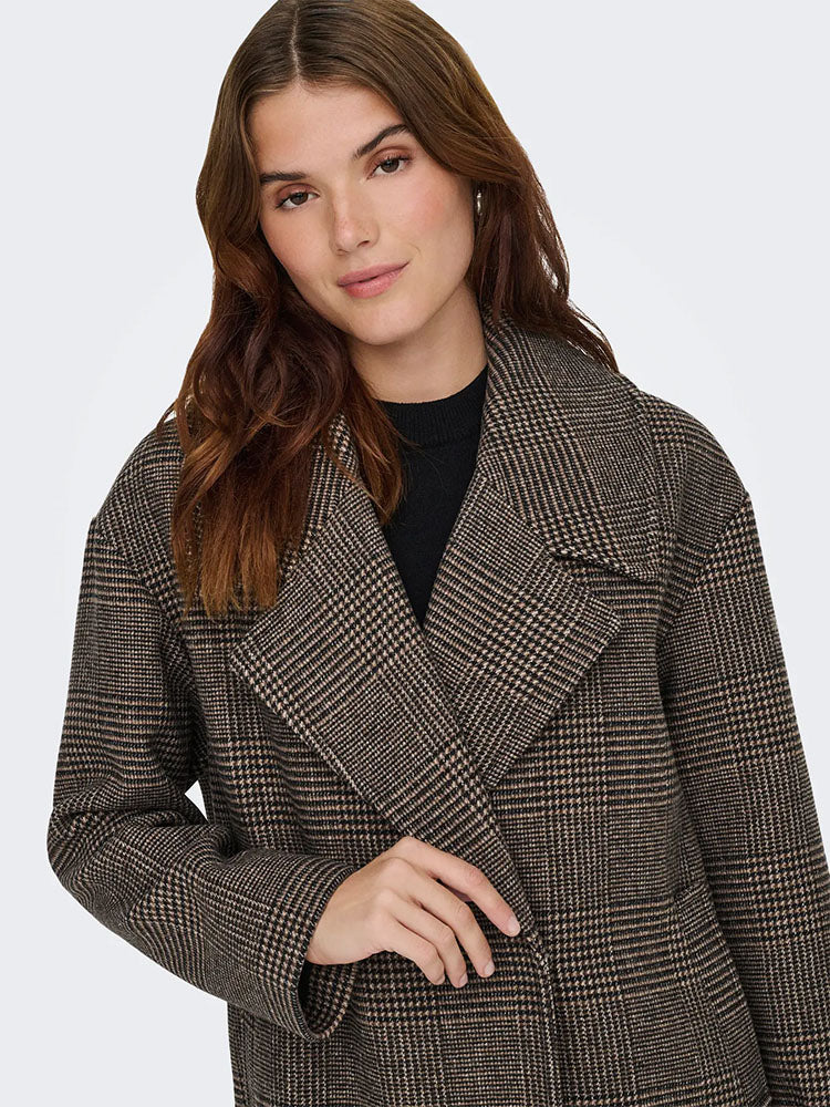Onlmadison Life Check Coat-Seal Brown