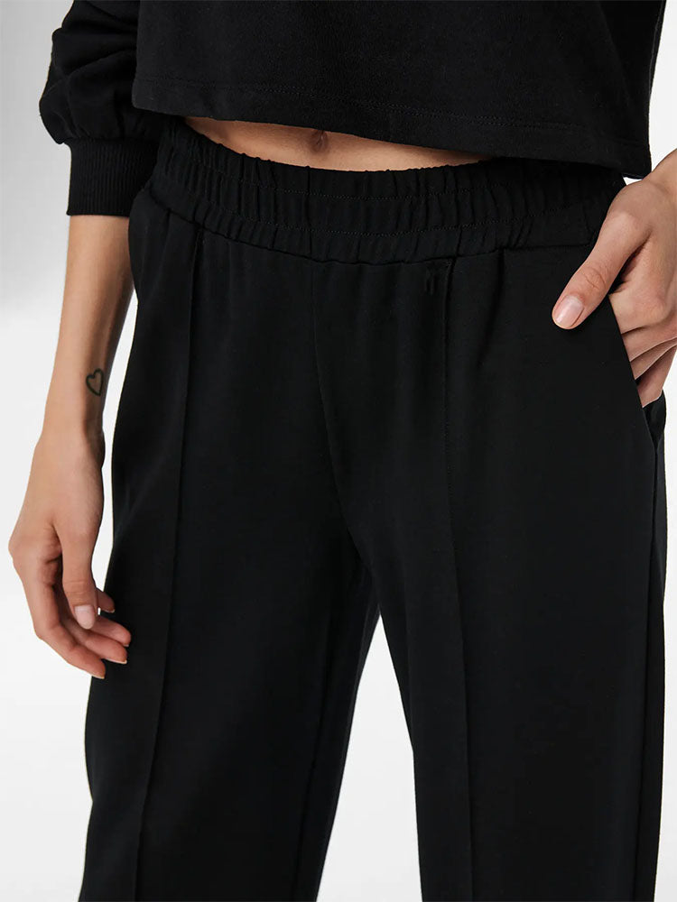 Onlpoptrash Suki Mid Waist Wide Leg Trousers-Black