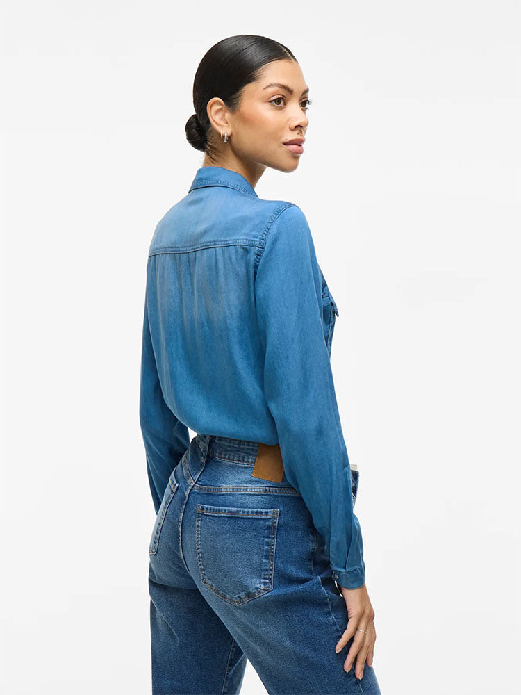 Vibista Denim Shirt-Medium Blue Denim