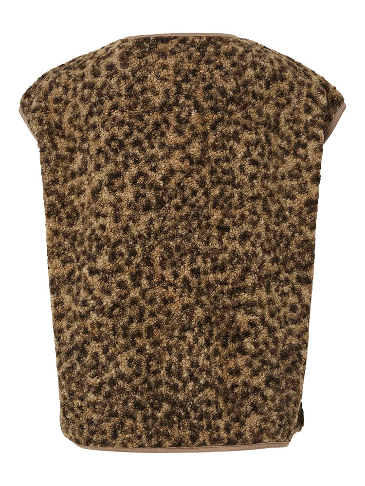 Pckatty Teddy Vest-Leopard Print