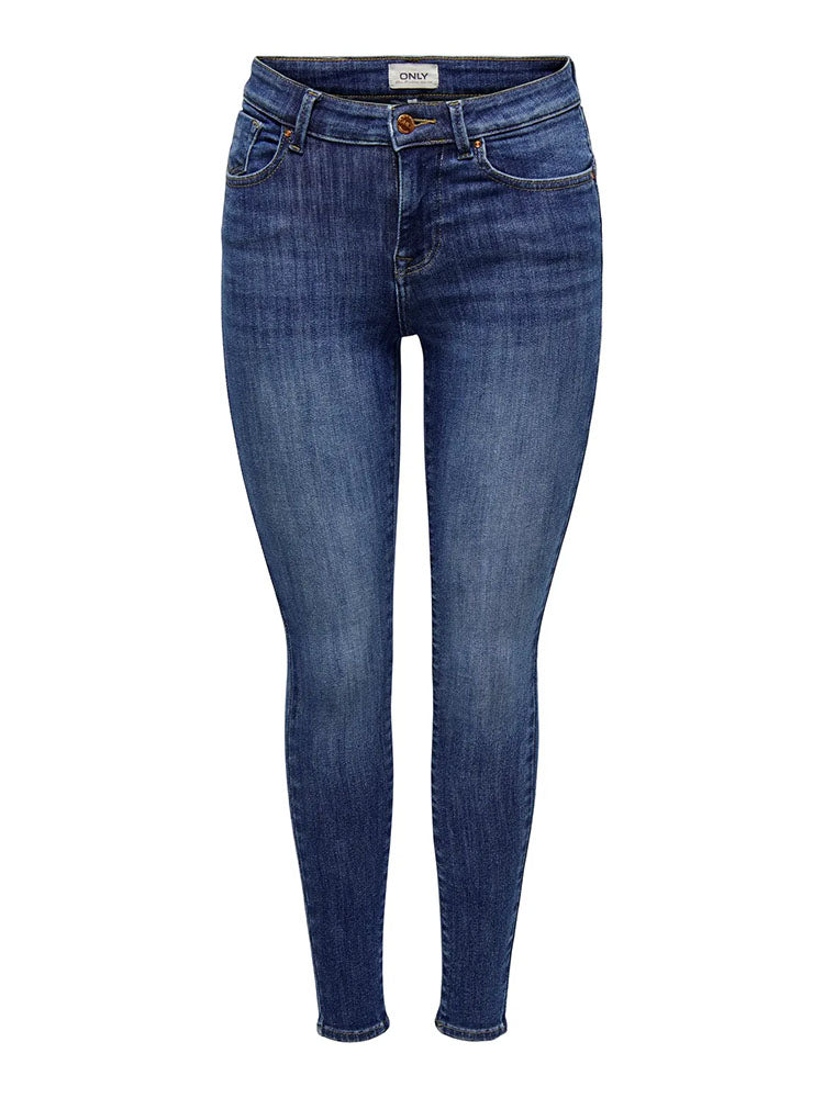 Onlpower Mid Waist Push Up Skinny Jeans-Dark Blue Denim