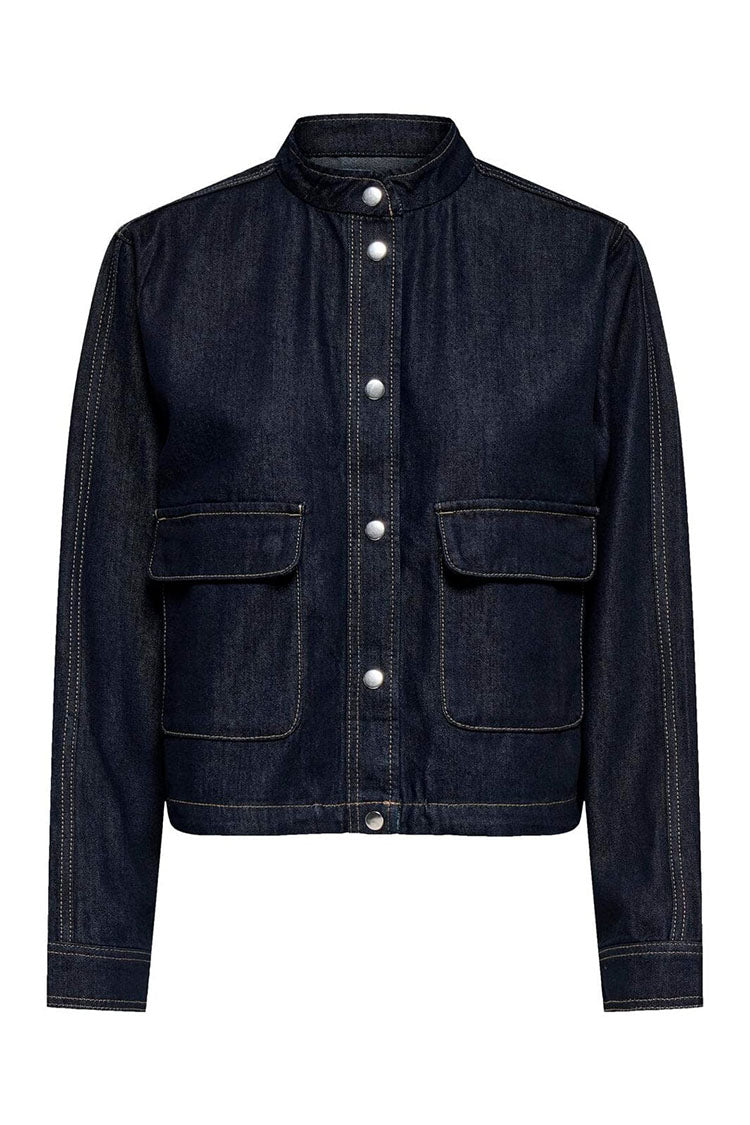 Jdysansa Bubble Hem Jacket-Dark Blue Denim