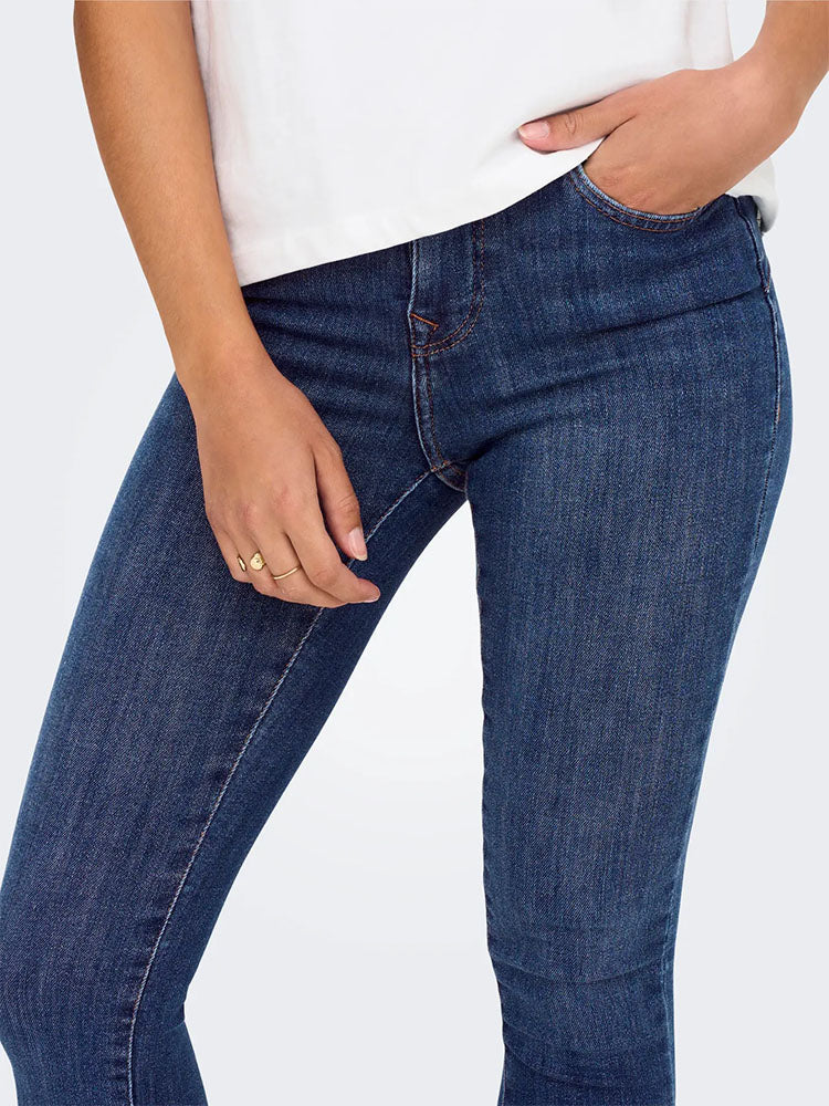 Onlpower Mid Waist Push Up Skinny Jeans-Dark Blue Denim