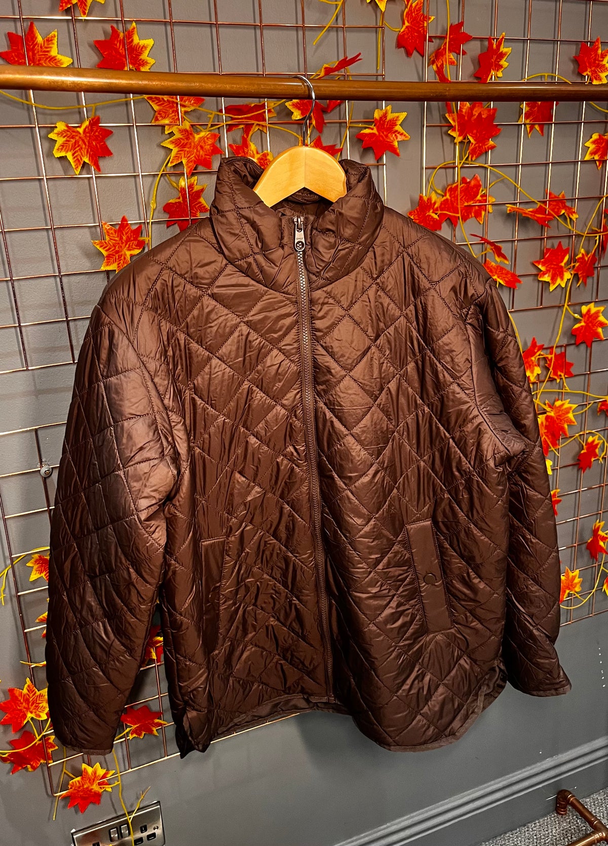 Onltania high neck quilted jacket- Brown