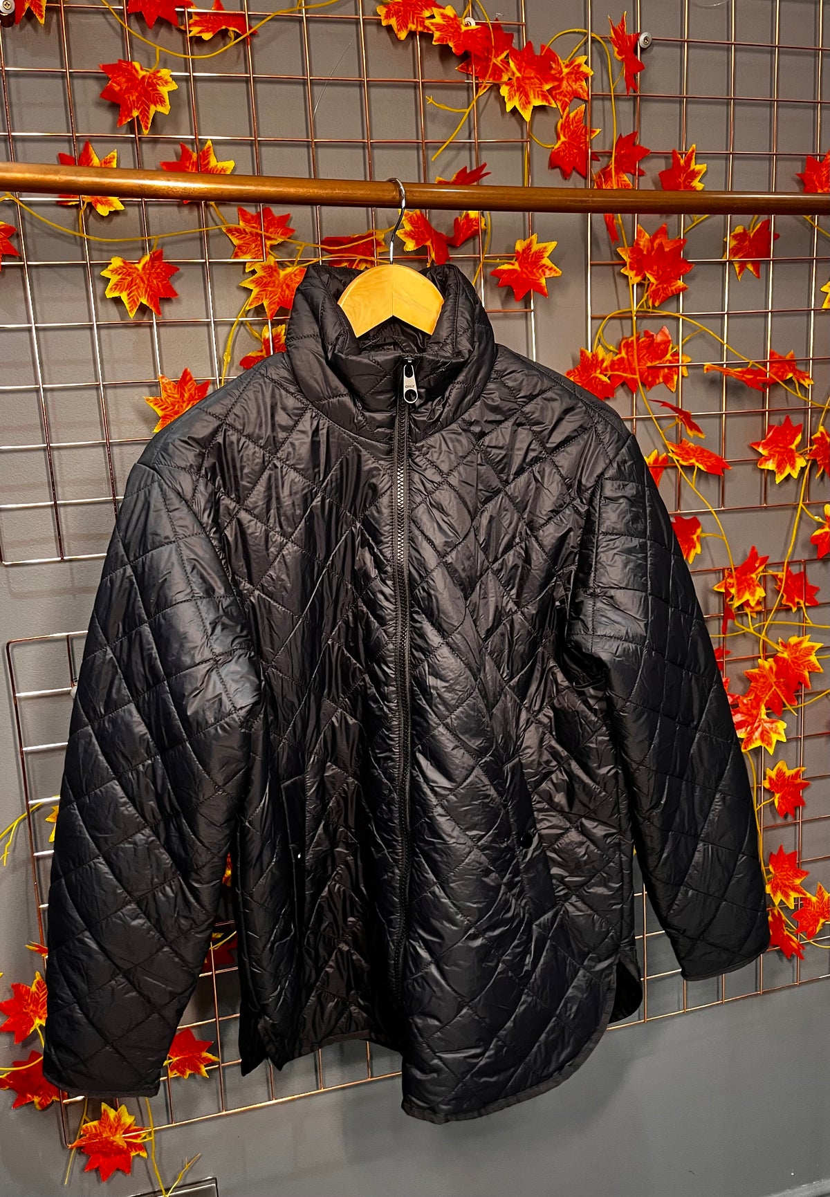 Onltania high neck quilted jacket- Black