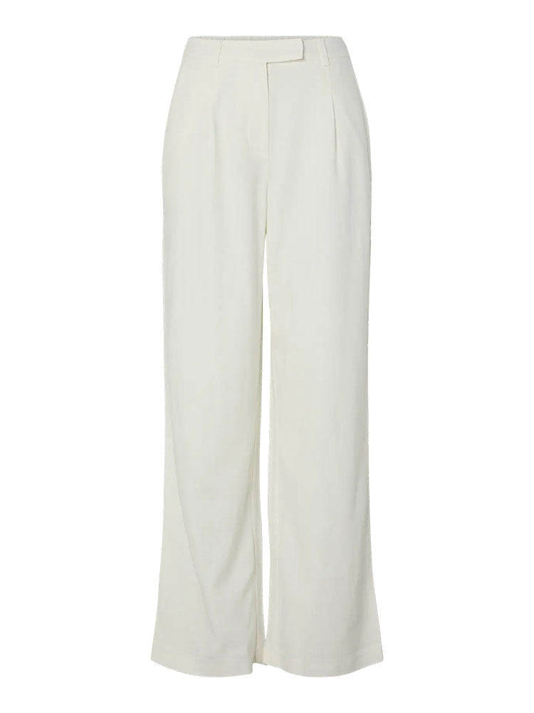 Pcawace High Waist Linen Trousers-Cream