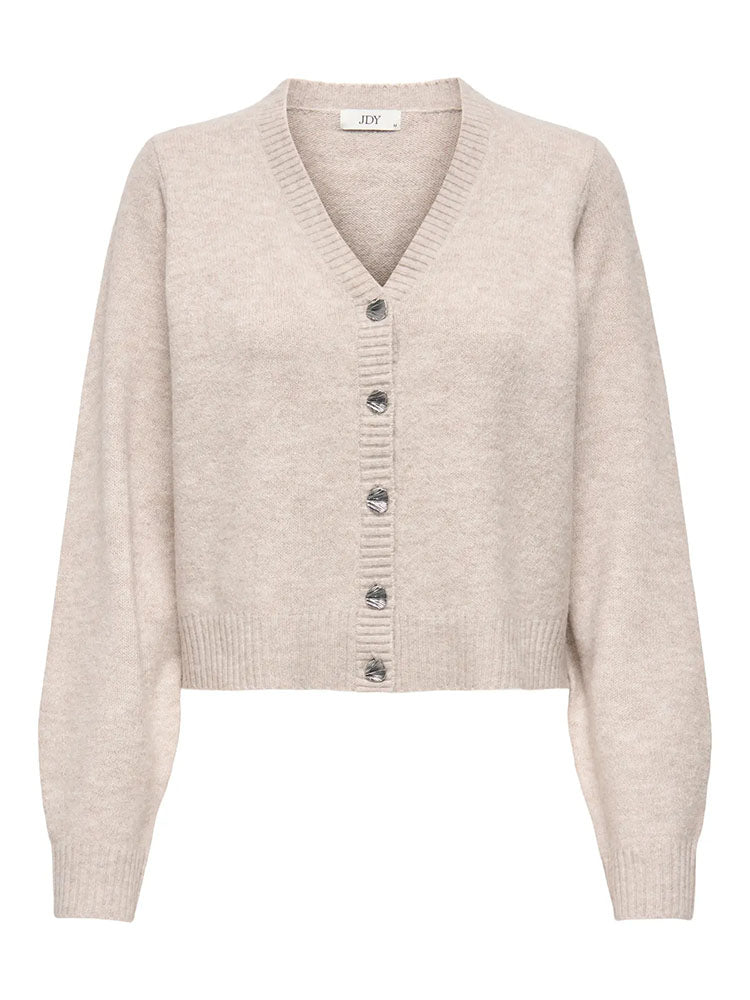 Jdysuper V Neck Knit Cardigan-Beige