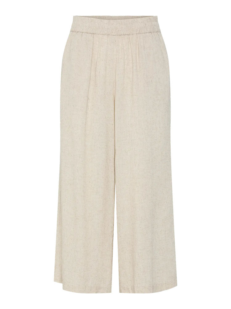Pcpia Linen Blend High Waist Culottes-Beige