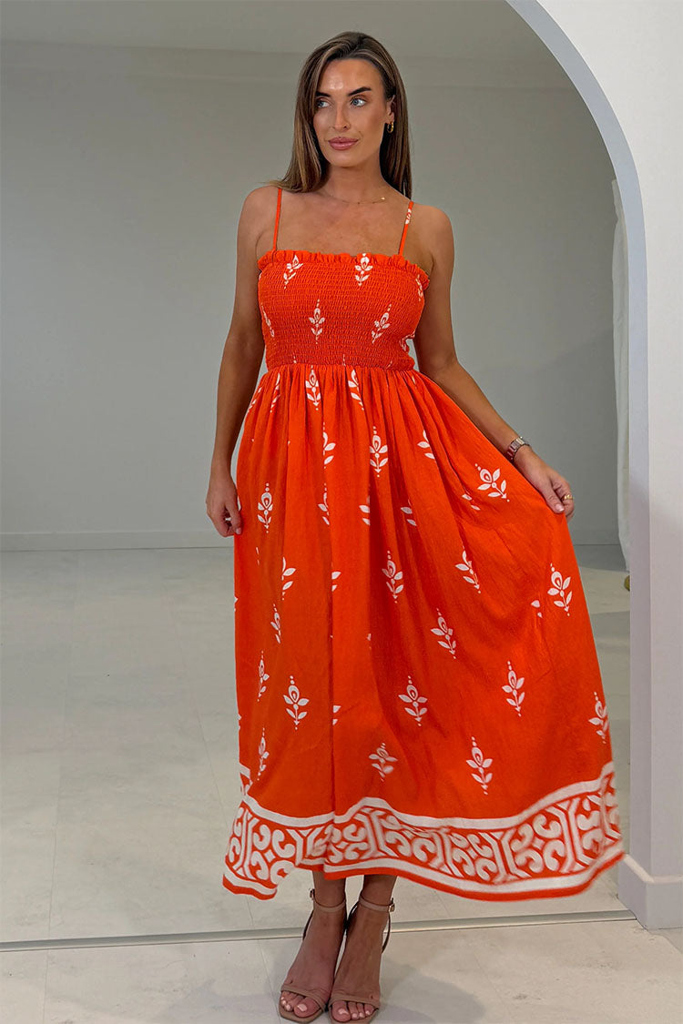 Pre-Order Abby Orange Border Print Maxi Dress Pre-Order