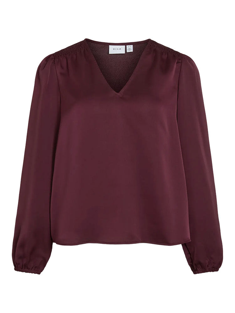Viellette Long Sleeve V-Neck Top-Fig